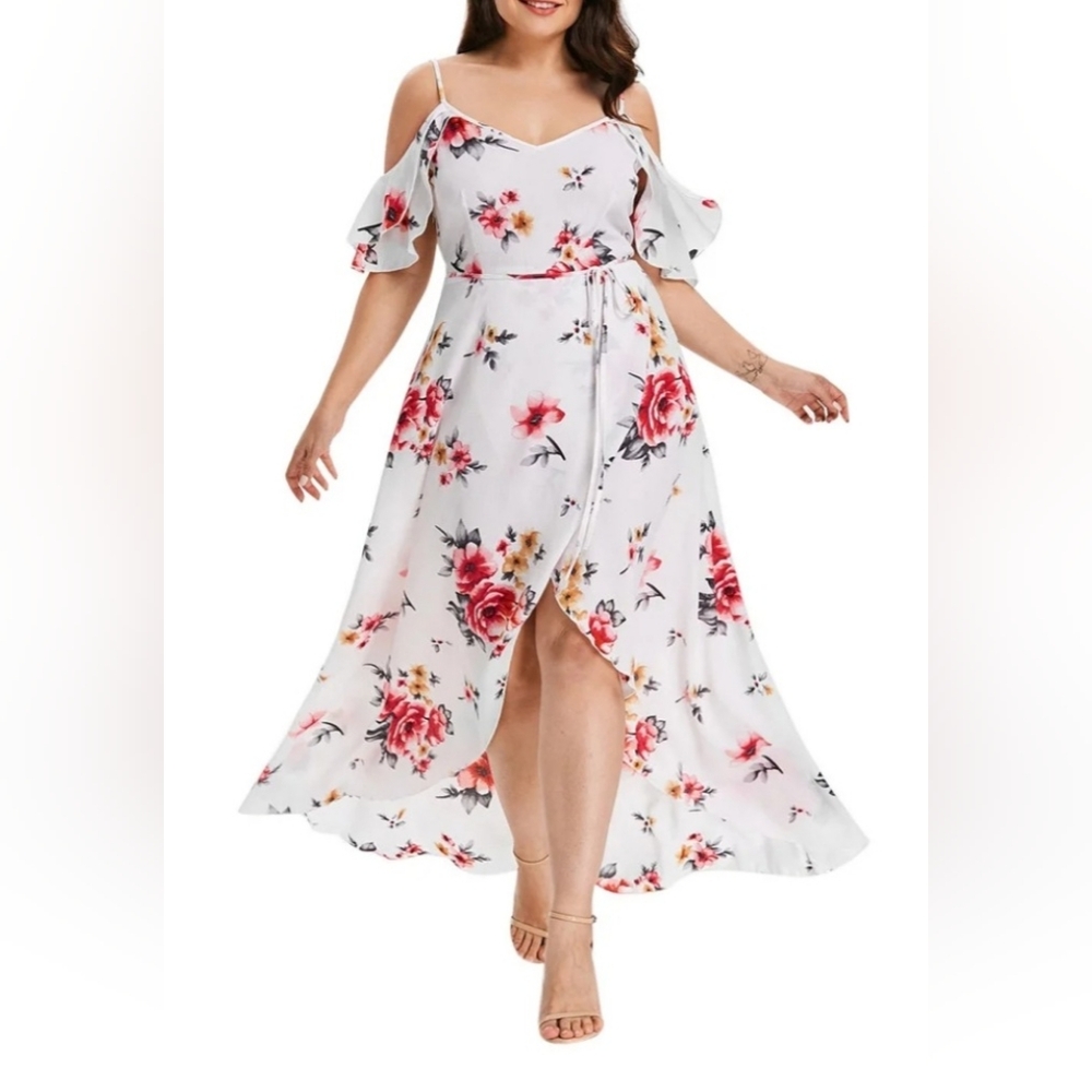 Floral‎ Cold Shoulder Maxi Dress